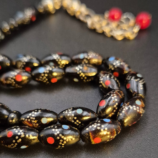 The Midnight Crimson Yeser Silver Crafted - 33 Beads