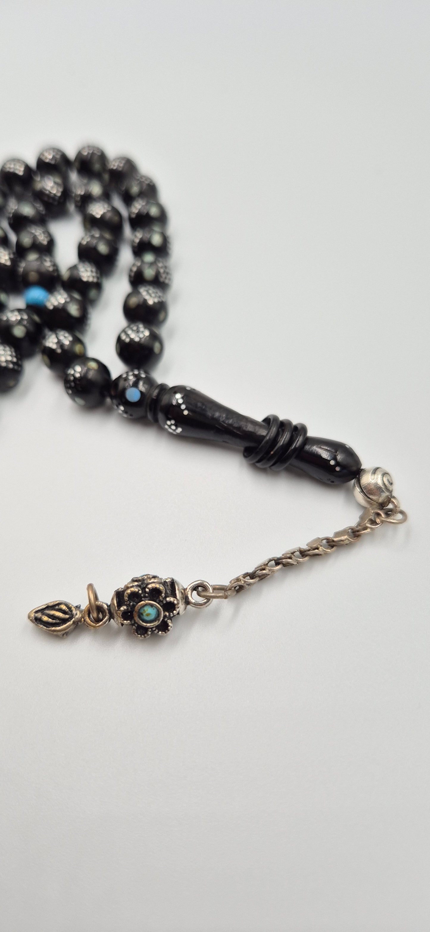 Black Kuka Silver & Fairouz Crafted - 33 Beads Mesbah