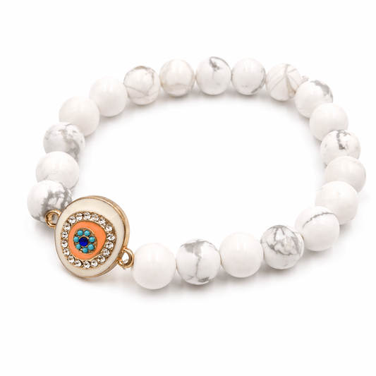 White Agate bracelet, worn and shown from above — buy white agate bracelet UAE