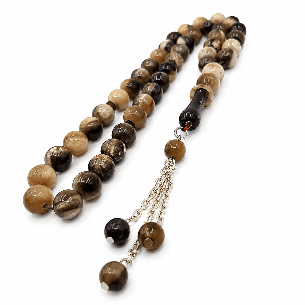 Organic Natural Horn sibha, end bead and tassel join — natural material beads UAE