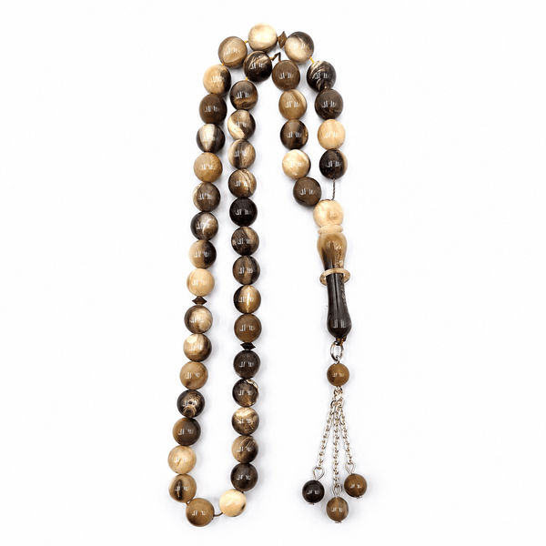 Organic Natural Horn sebha 33 beads with natural horn beads with a silver tassel — AtiQ & Jade Dubai