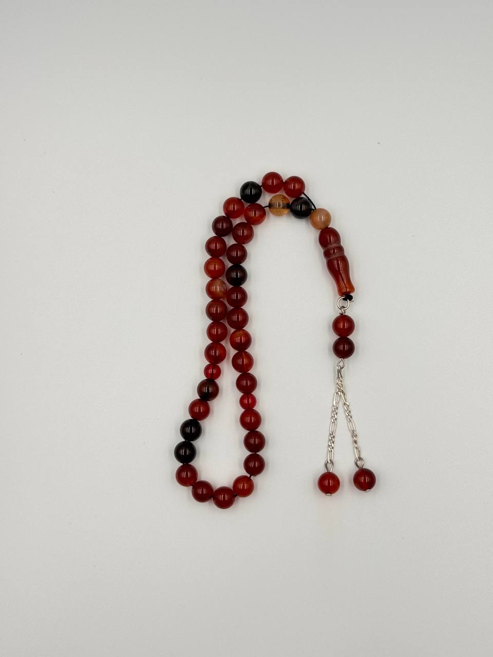 Flame Red Agate - 33 Beads Mesbah