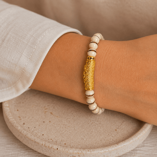 Natural Organic Heirloom bracelet, worn on the wrist — natural organic heirloom for calm