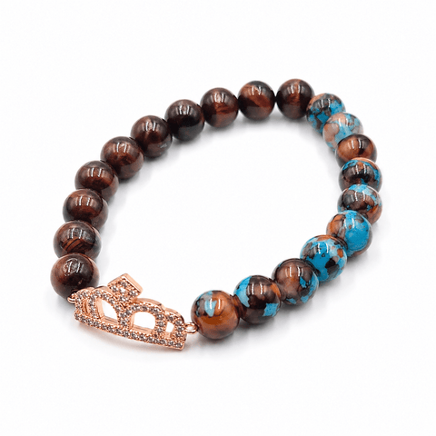 Red Tiger Eye and Blue Crystal beaded gemstone bracelet Dubai