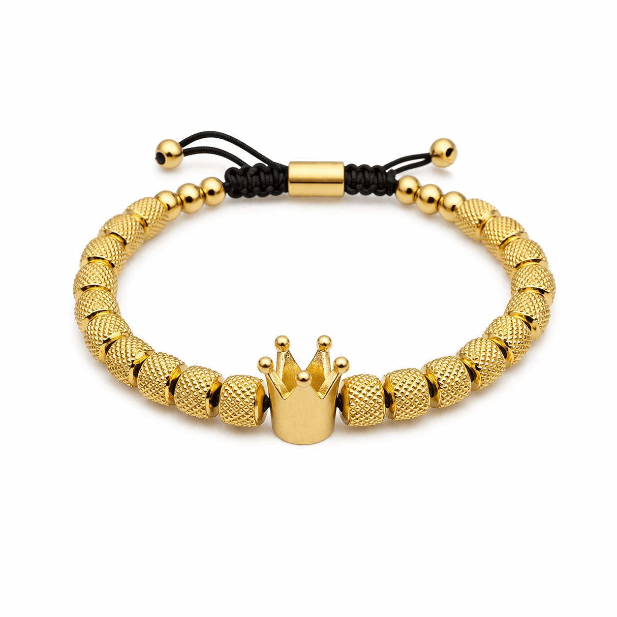 Rhodium-Coated Sovereign Golden three-piece stainless steel bracelet set, the three pieces separated — rhodium plated