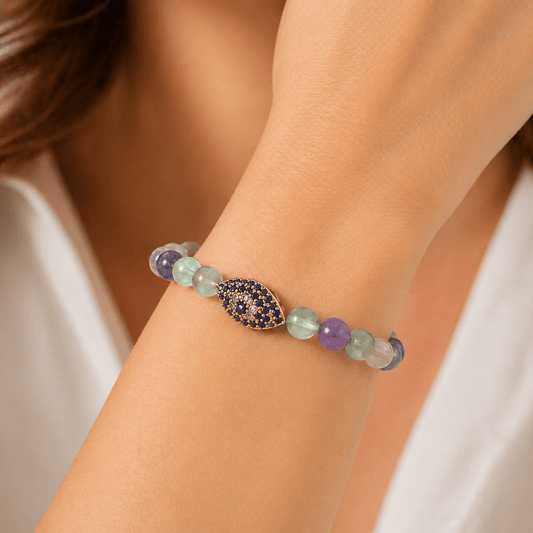 Serene Amazonite bracelet, shown on the wrist — amazonite for clarity