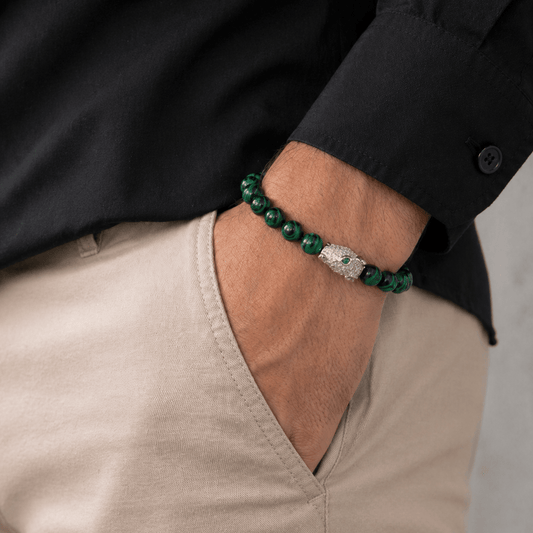 Malachite Sovereign bracelet, shown on the wrist — buy malachite sovereign bracelet UAE