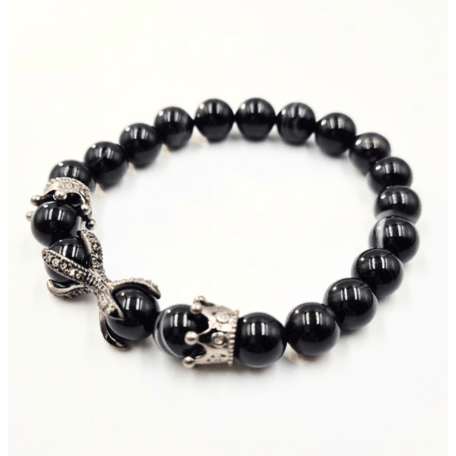 Black Agate bracelet on a white background — black agate for strength