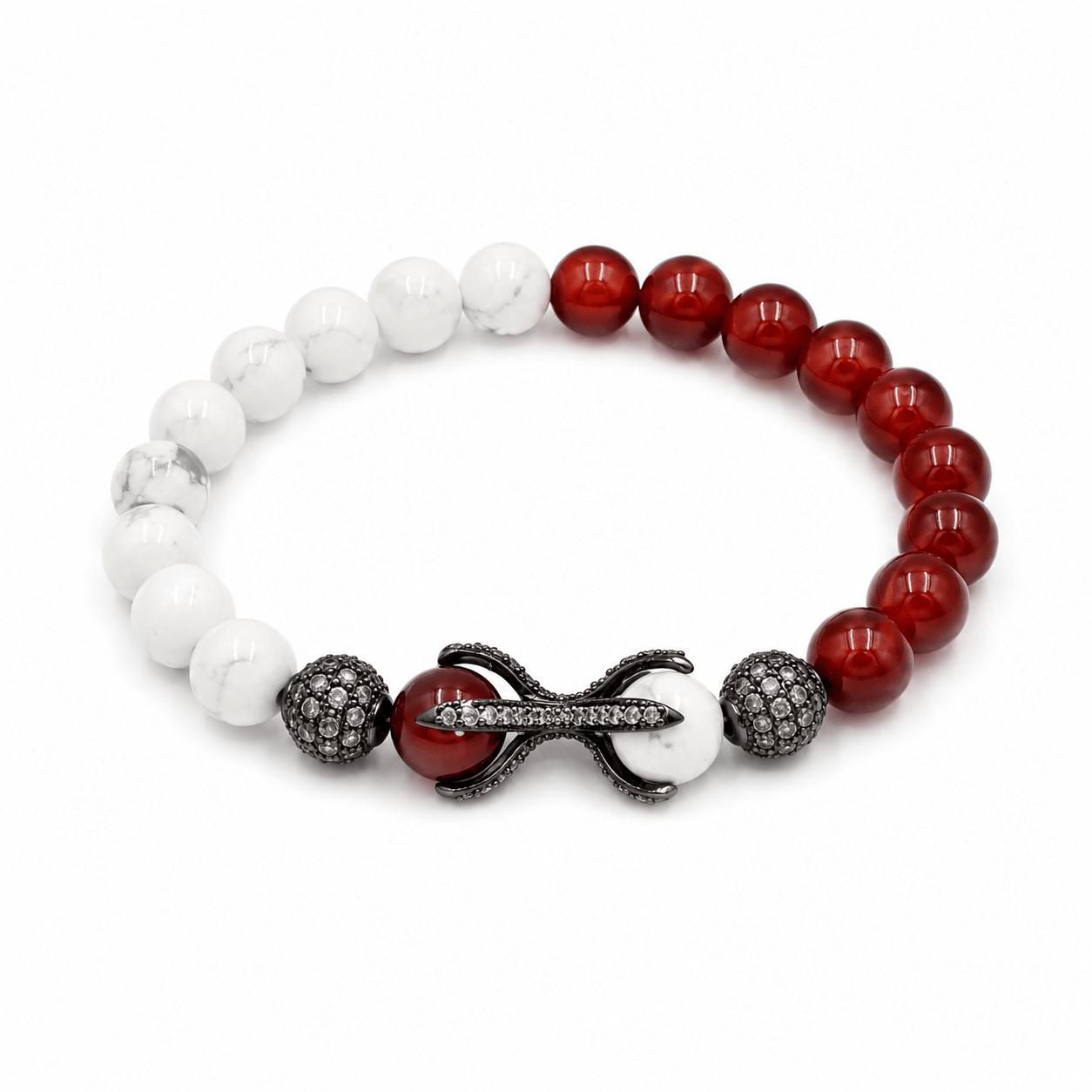 White Agate bracelet, modelled on the wrist — white agate for clarity