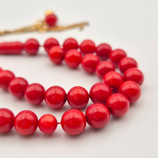 Crimson Lab Coral - 33 Beads Mesbah