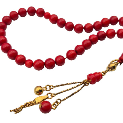 High quality laseric coral bead mesbah - sterling silver italian gold plated - Atiq and Jade