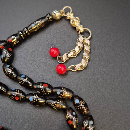 The Midnight Crimson Yeser Silver Crafted - 33 Beads
