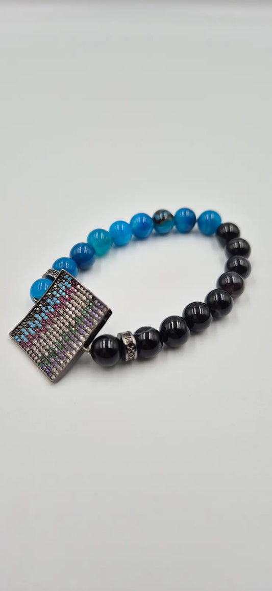 Black & Blue Agate Stone Bracelet