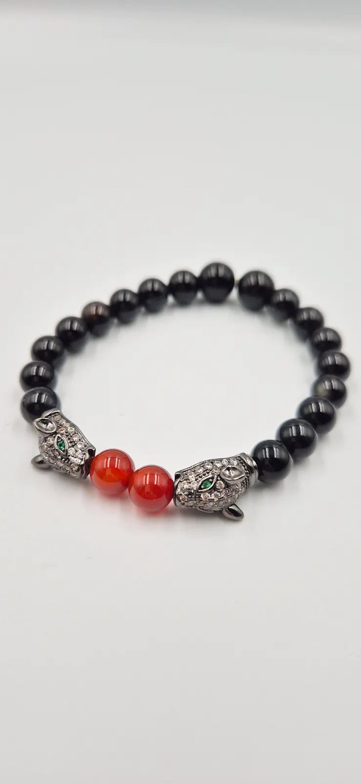 Black & Red Agate Stone Bracelet