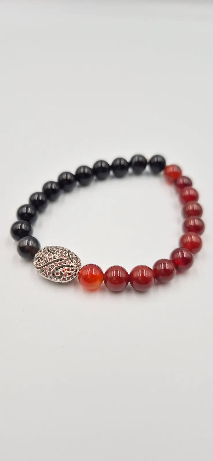 Black & Red Agate Stone Bracelet