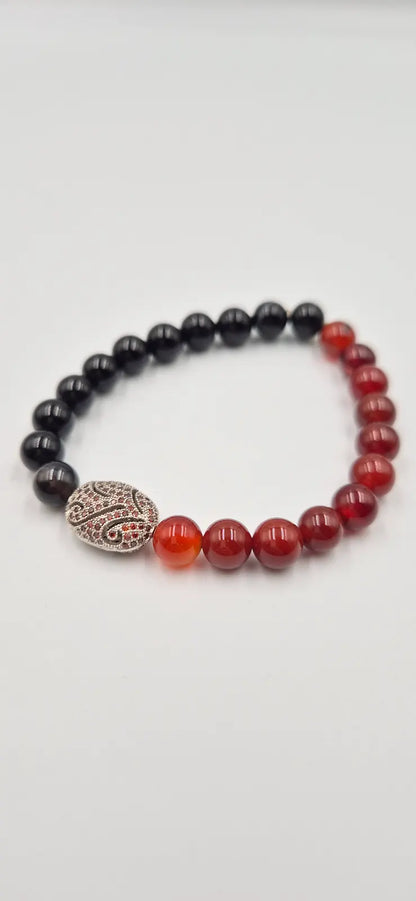 Black & Red Agate Stone Bracelet