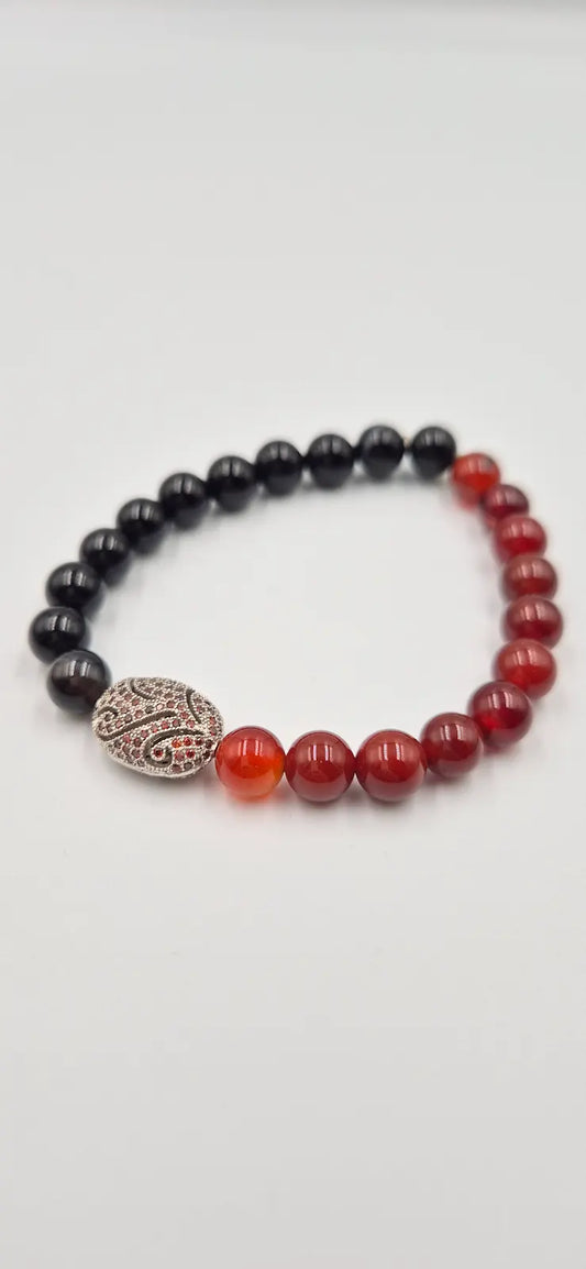 Black & Red Agate Stone Bracelet