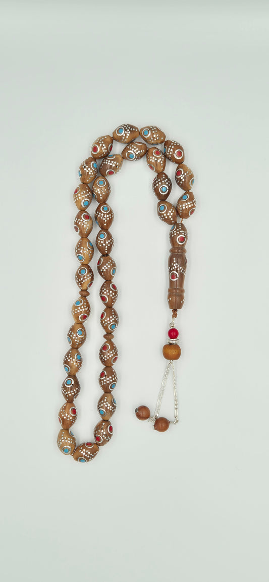 Silver Crafted Narjil - 33 Beads Mesbah