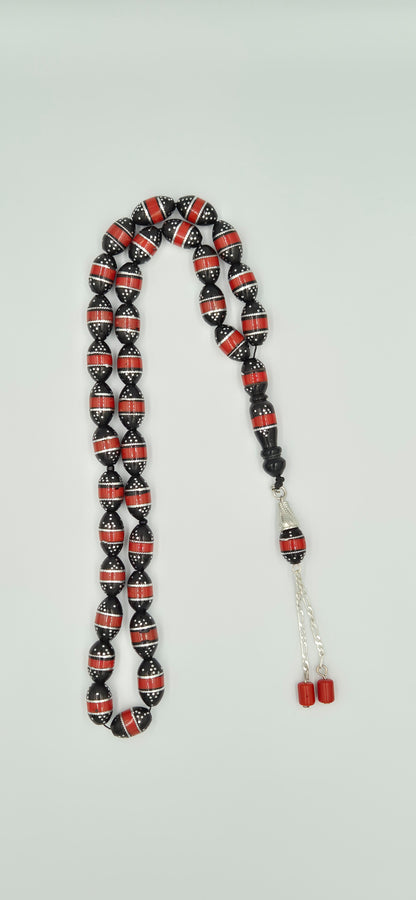 The Crimson Horizon Kuka Silver Crafted - 33 Beads Mesbah