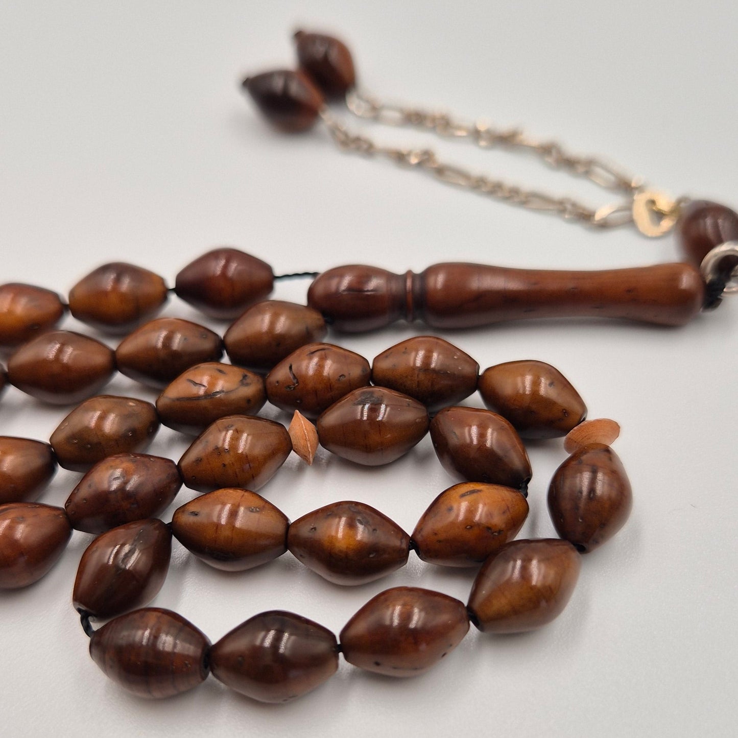 Kuka beads bamboo made and silver chain