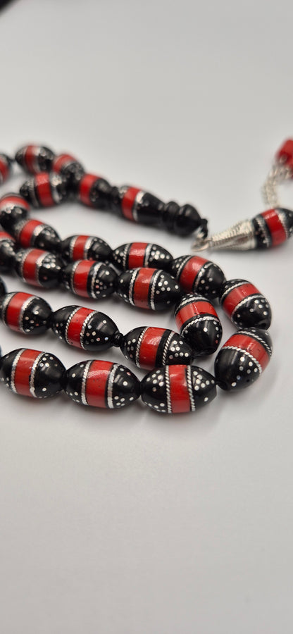 The Crimson Horizon Kuka Silver Crafted - 33 Beads Mesbah