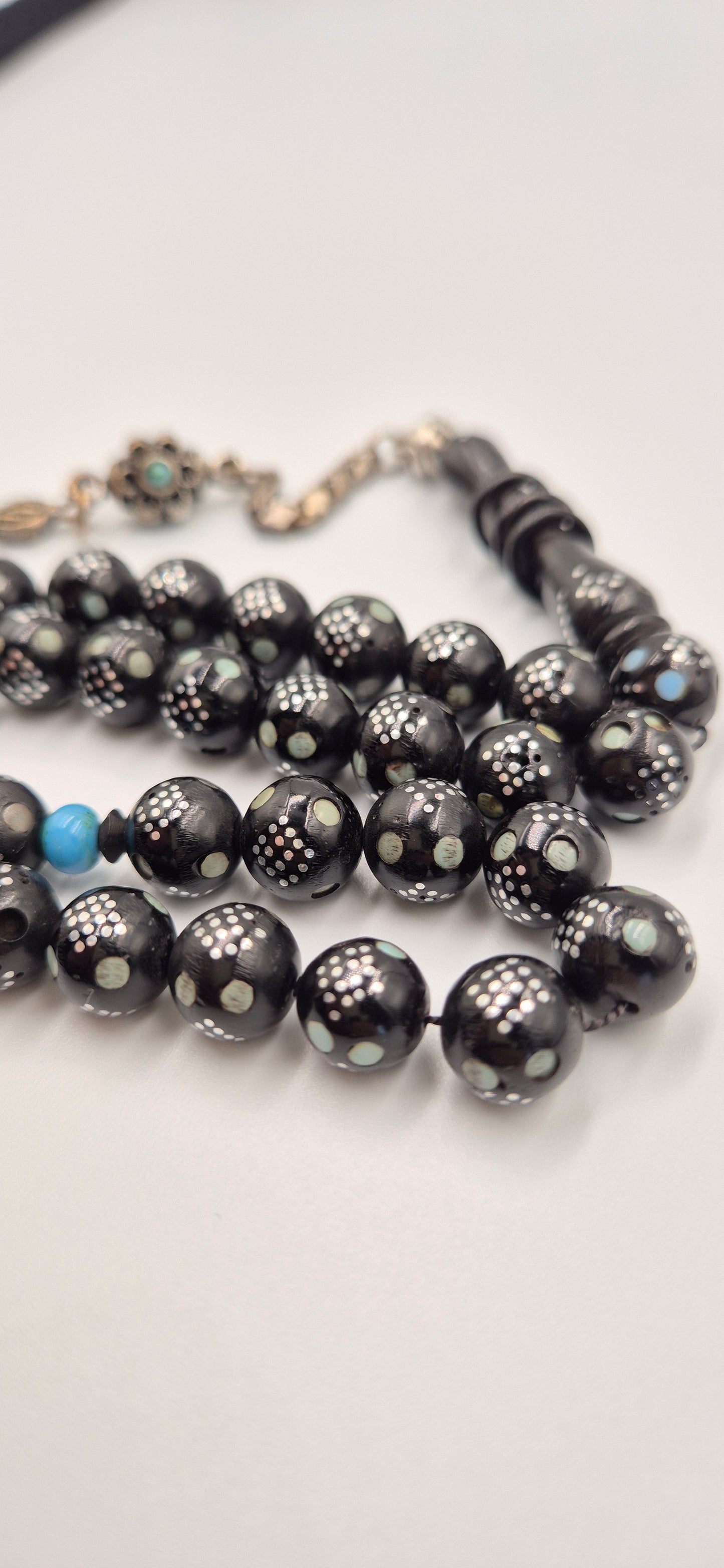 Black Kuka Silver & Fairouz Crafted - 33 Beads Mesbah