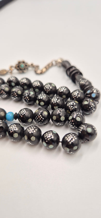 Black Kuka Silver & Fairouz Crafted - 33 Beads Mesbah