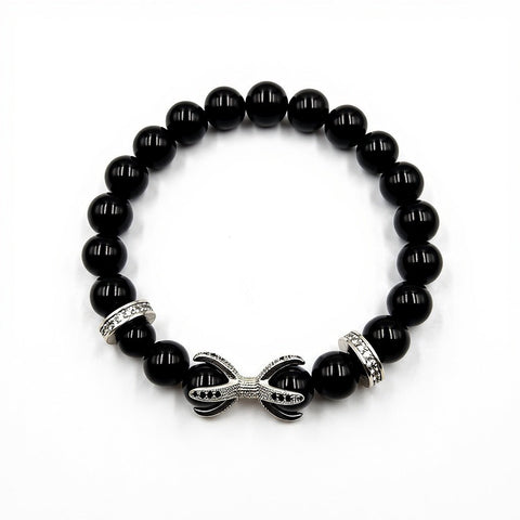 Black Agate beaded gemstone bracelet Dubai