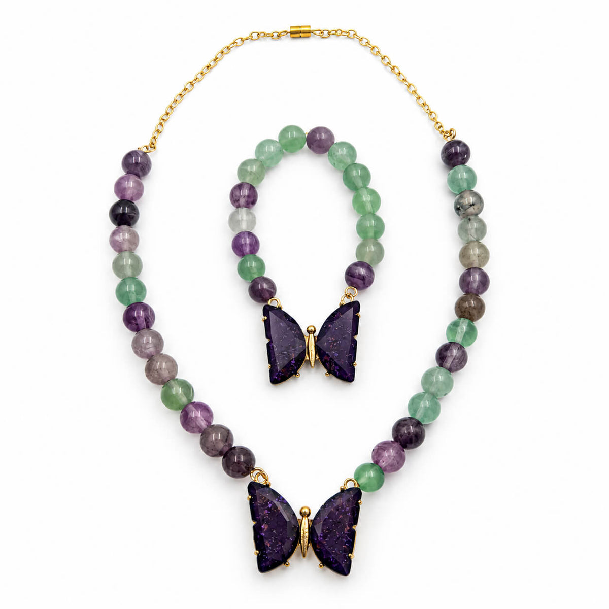 Amazonite fully beaded design necklace and bracelet set — AtiQ & Jade Dubai