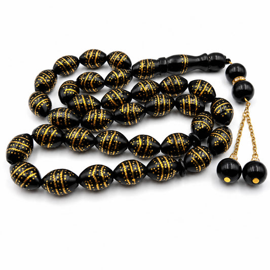 Orbit Kuka misbaha, close detail of dense copper orbit inlay — buy orbit kuka beads UAE