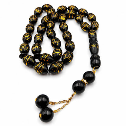 Orbit Kuka tasbeeh, the chain fastening and tassel end — kuka beads