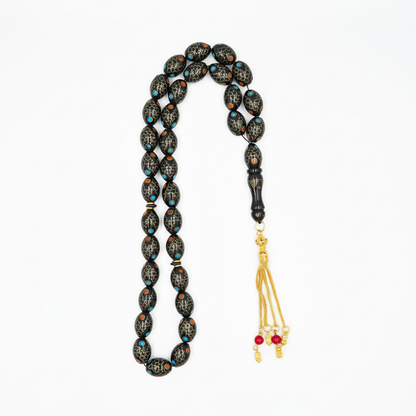 Black Kuka copper crafted with red colar and blue fairouze handmade 