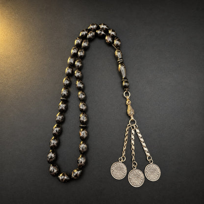 handmade black yusur mesbah beads