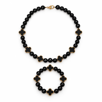 Black Agate gemstone jewellery necklace bracelet