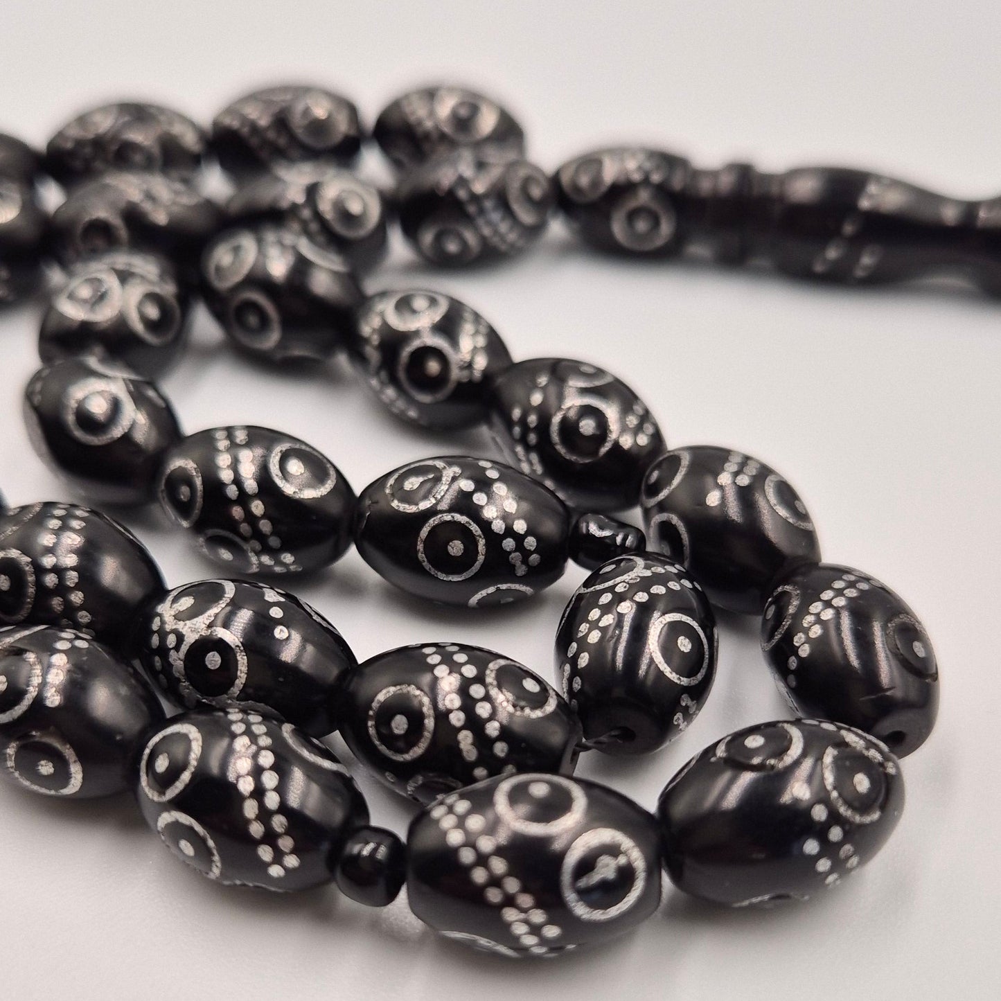 Black beaded mesbah with silver crafts