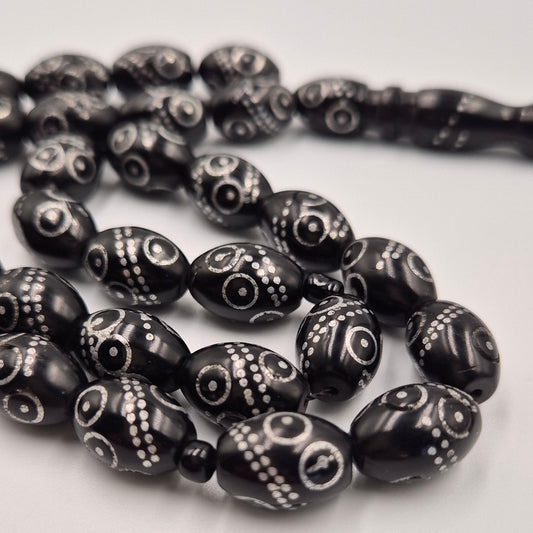 Black beaded mesbah with silver crafts