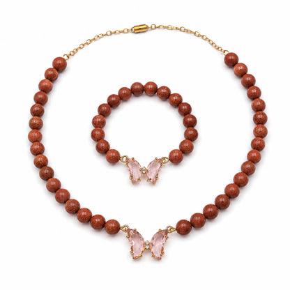Brown Goldstone fully beaded design necklace and bracelet set — AtiQ & Jade Dubai