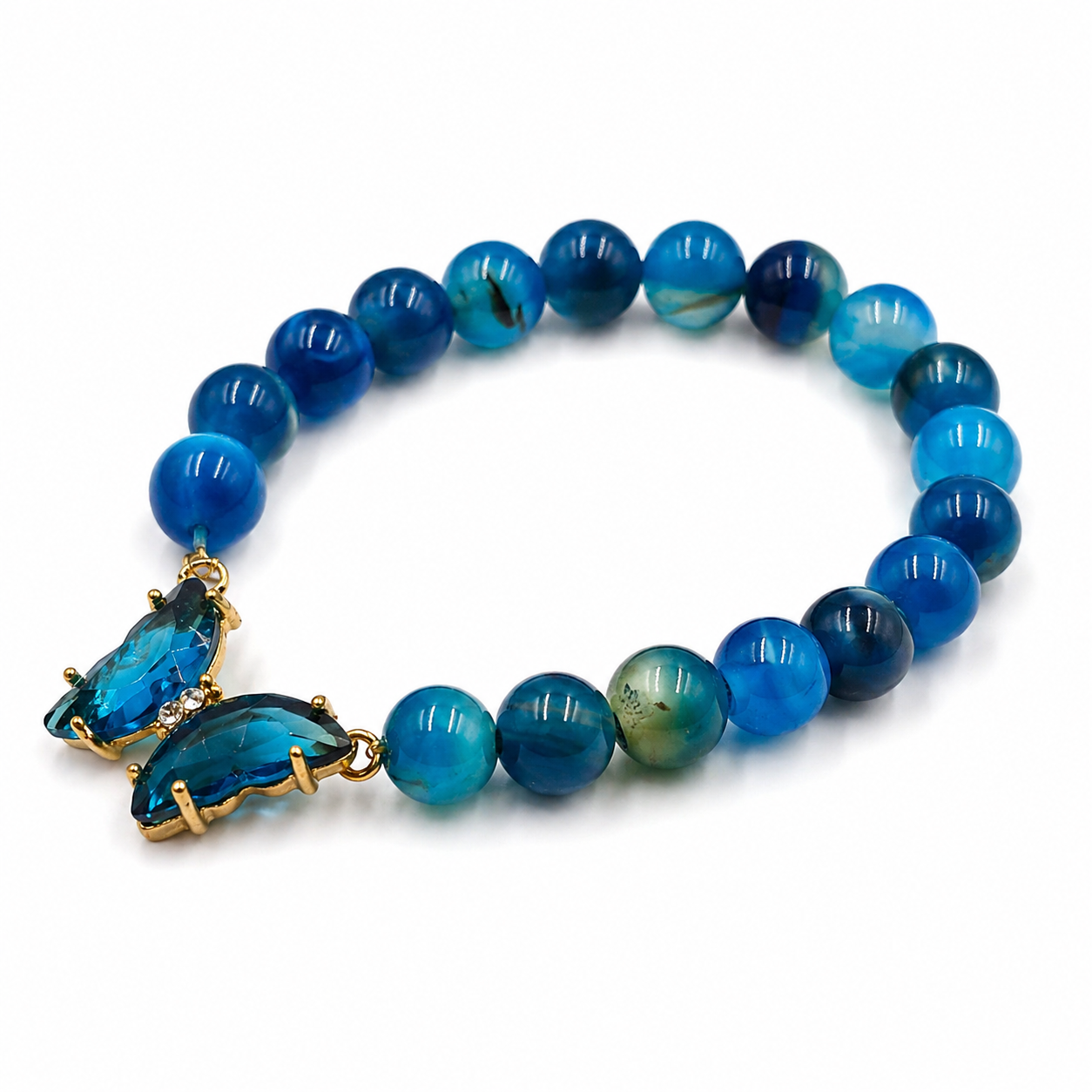 Black and Blue Agate Stone Bracelet