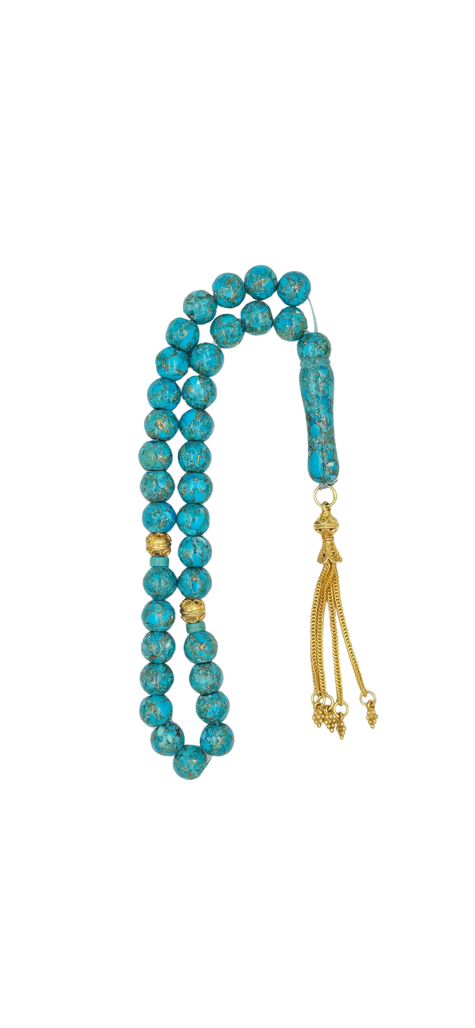 Turquois light blue fairouz tesbih AtiQ and Jade 