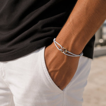 Trilogy Three-Ring adjustable cord bracelet, modelled on the wrist — mens accessory UAE
