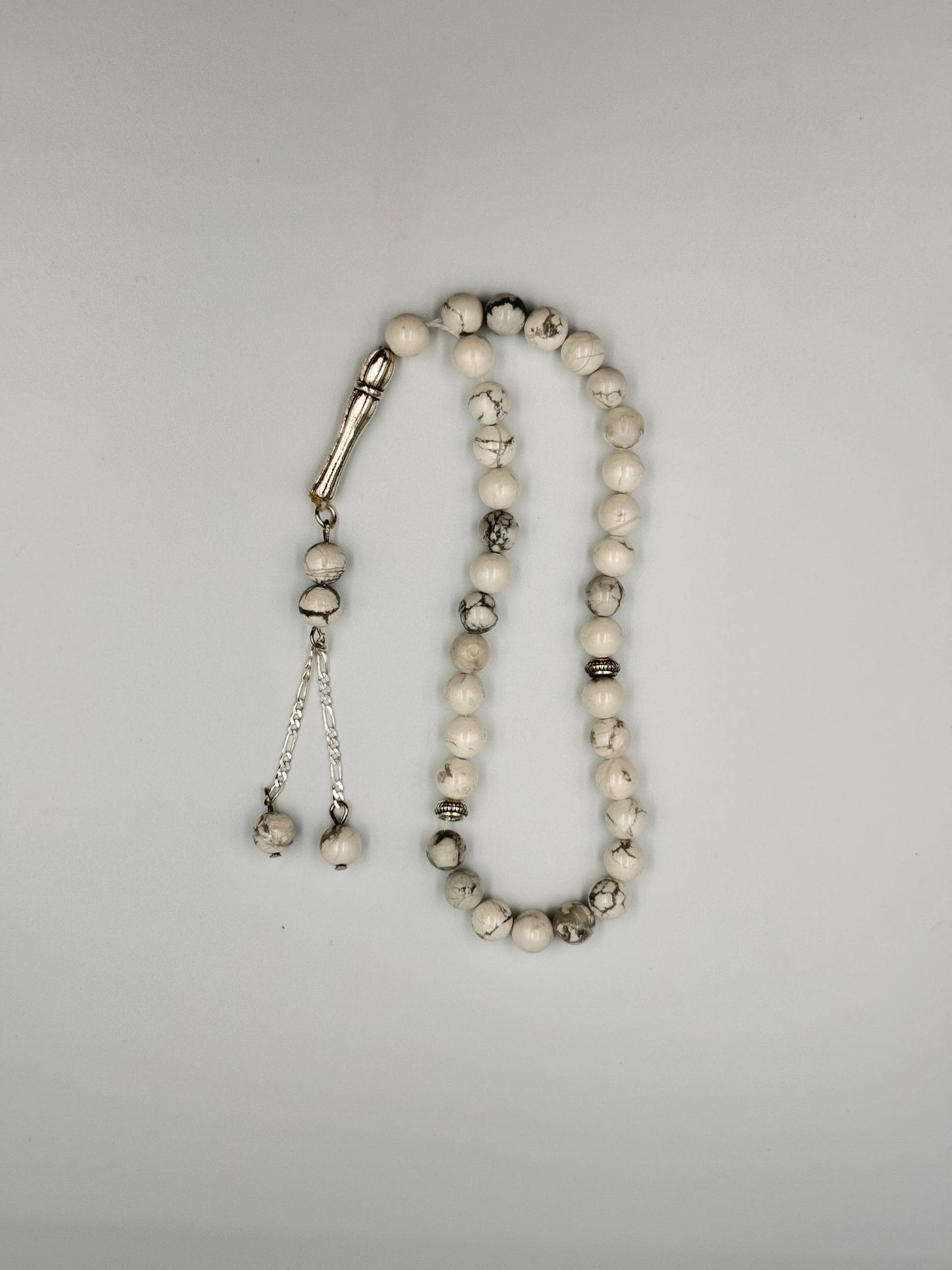 Pure White Agate - 33 Beads Mesbah