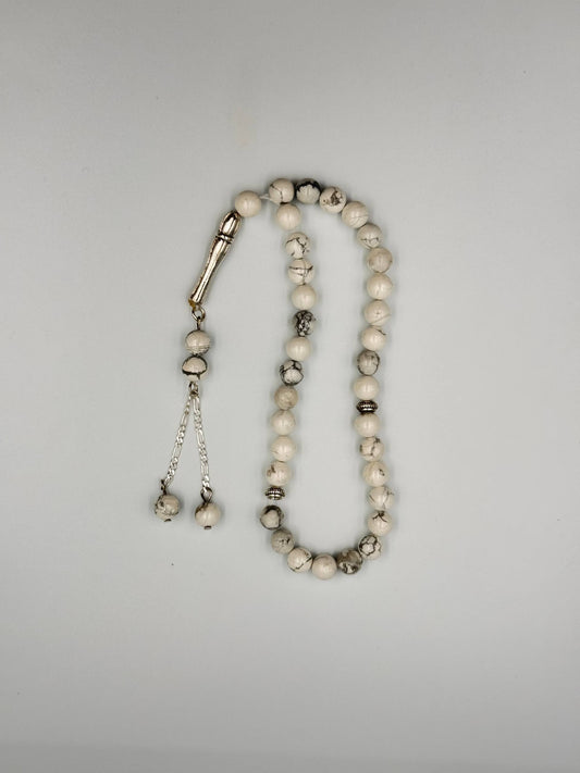 Pure White Agate - 33 Beads Mesbah