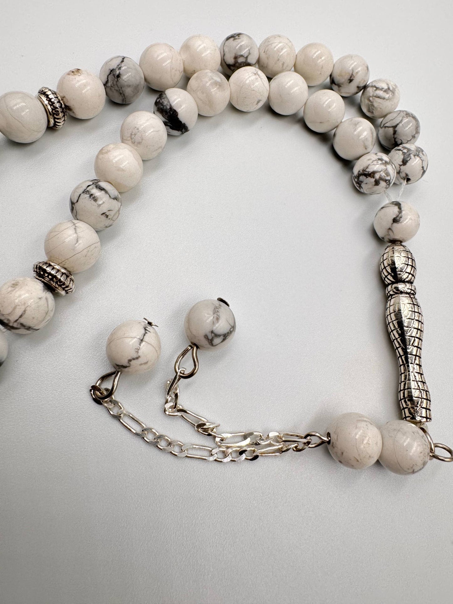 Pure White Agate - 33 Beads Mesbah