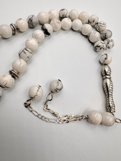 Pure White Agate - 33 Beads Mesbah