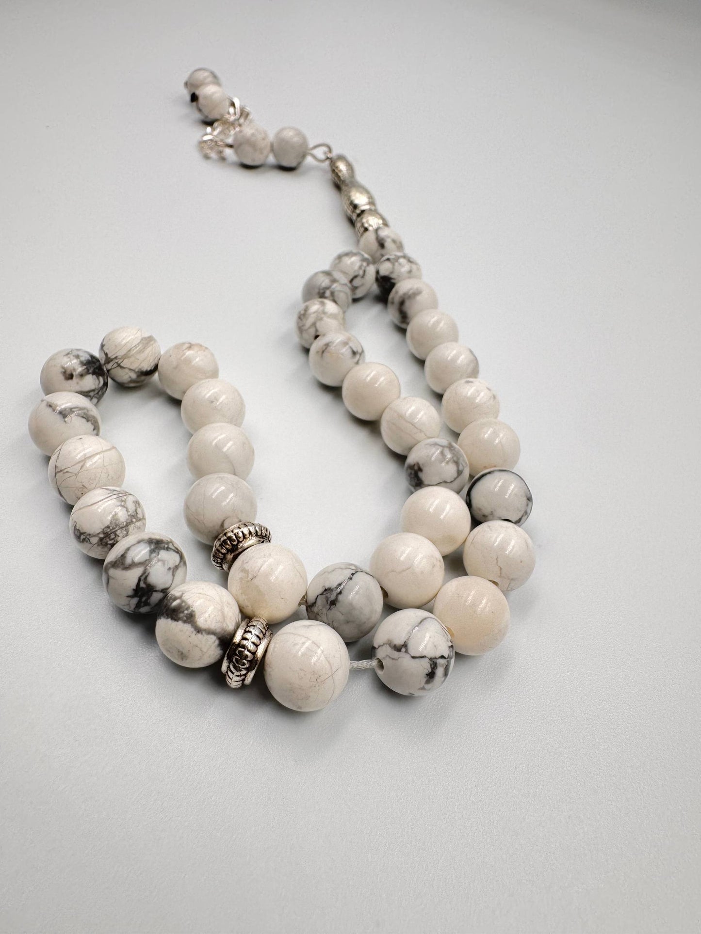 Pure White Agate - 33 Beads Mesbah