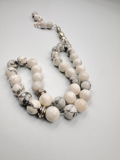 Pure White Agate - 33 Beads Mesbah
