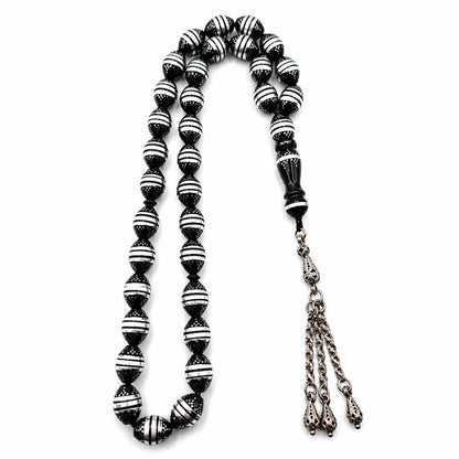 Patterns Kuka tasbih 35 beads with copper pattern inlay — AtiQ & Jade Dubai
