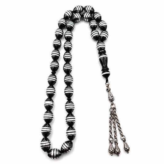Patterns Kuka tasbih 35 beads with copper pattern inlay — AtiQ & Jade Dubai