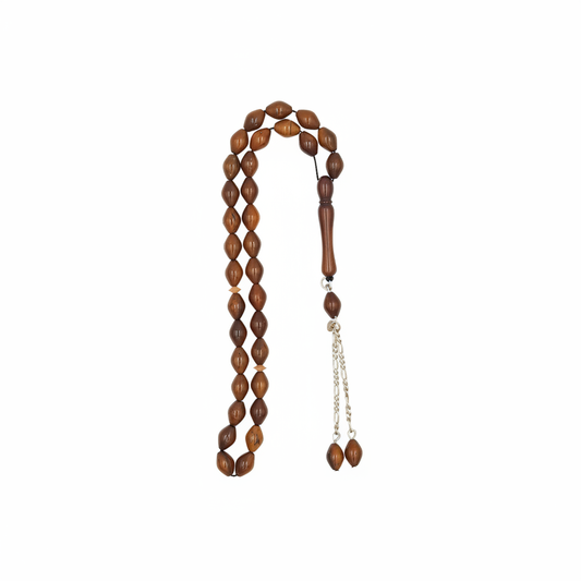 Kuka Bamboo wood beads and silver chain rosary