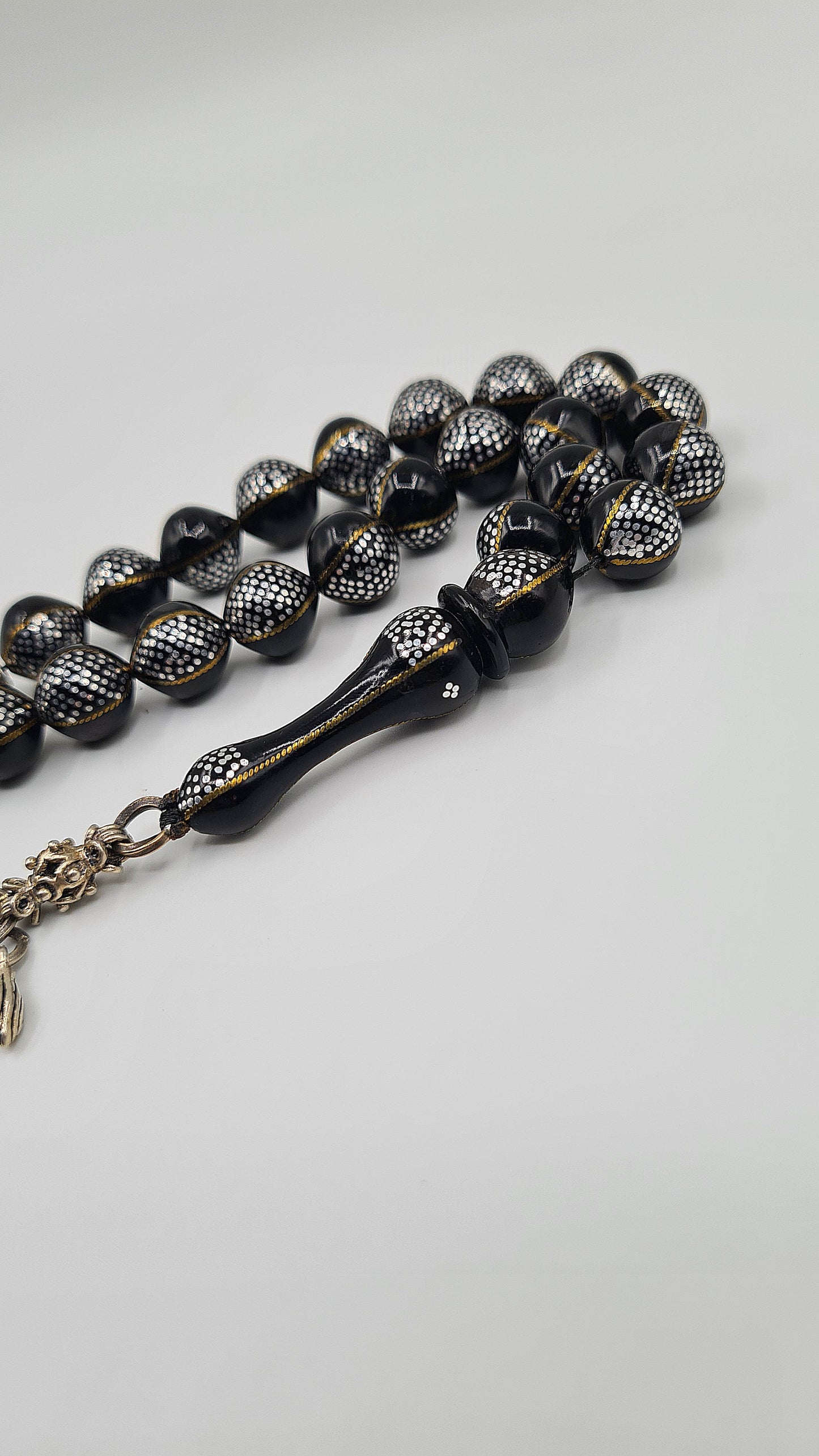 Metalic Black Kuka Silver & Copper Crafted - 33 Beads Mesbah